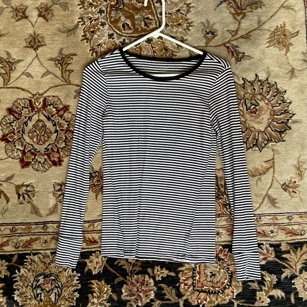 GAP Black & White Striped Long Sleeve Top
